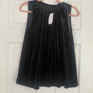 Ann Taylor sleeveless flowing black velvet top NEW
